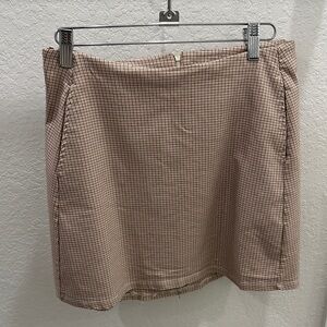 Altar'd State Plaid Mini Skirt in Tan